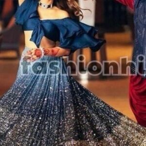 Ombre Lehenga Choli Long Blue Ombre Designer Lehenga with Sequins . Large size